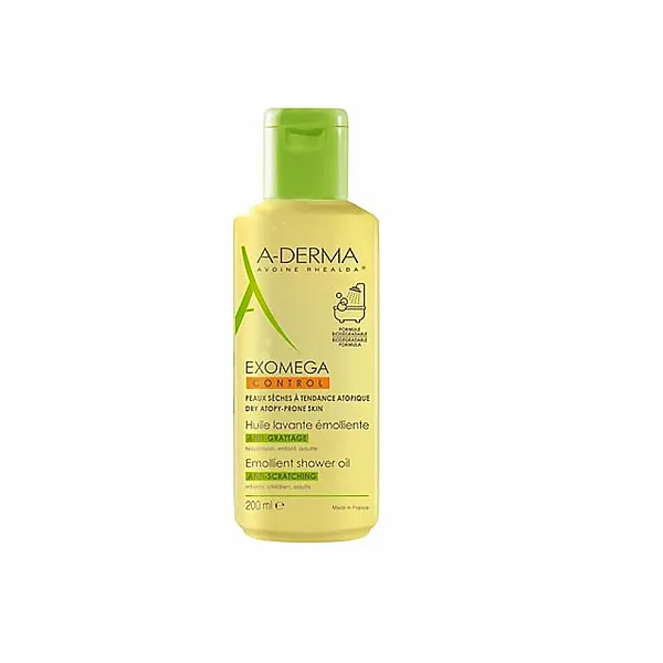 A-Derma Exomega Control Huile Lavante Emolliente 200ml | Μαλακτικό έλαιο καθαρισμού για το αίσθημα κνησμού