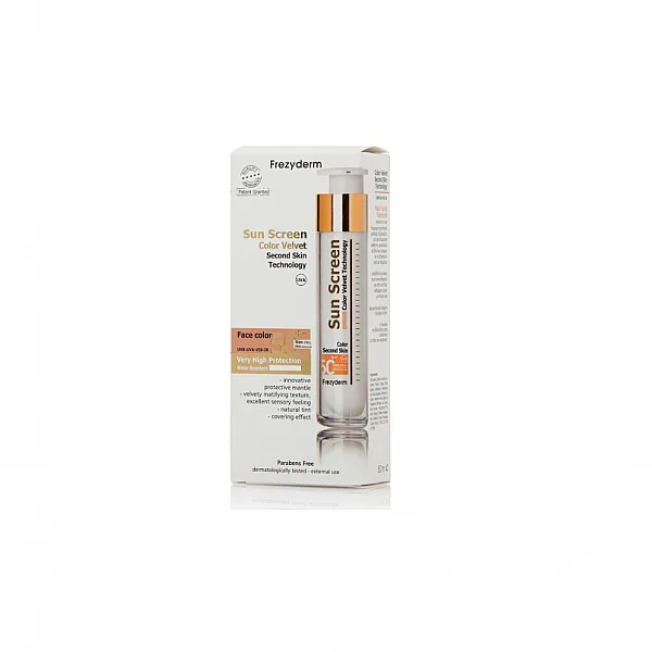 Frezyderm Sun Screen Color Velvet Face Cream SPF 50+/ UVA Με Χρώμα, 50ml