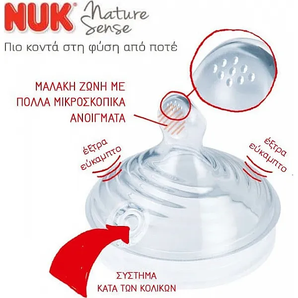 Nuk Nature Sense Θηλή Σιλικόνης Medium 6-18m 2τμχ