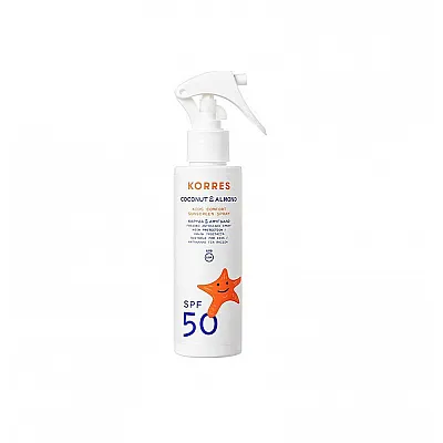 Korres Coconut & Almond Kids Comfort Sunscreen Spray SPF50 Παιδικό Αντηλιακό Spray Καρύδα & Αμύγδαλο με Υψηλή Προστασία για Πρόσωπο & Σώμα, 150ml