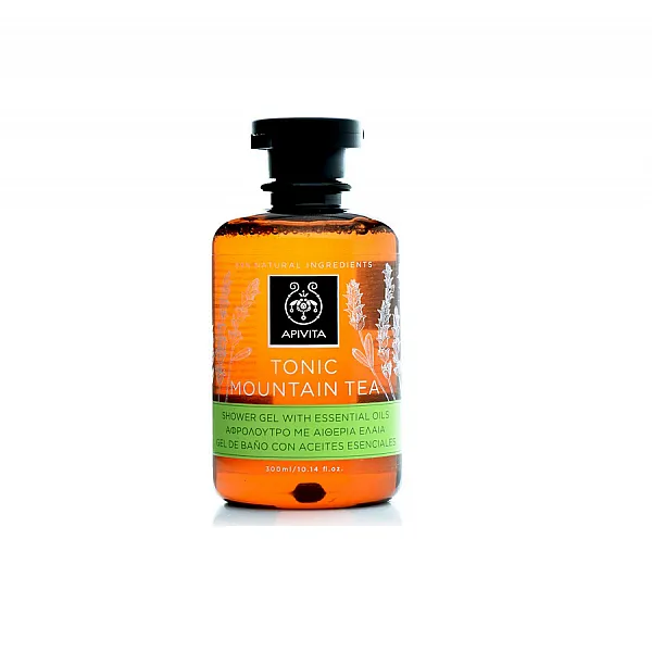 Apivita Tonic Mountain Tea Shower Gel, Αφρόλουτρο με Αιθέρια Έλαια 300ml