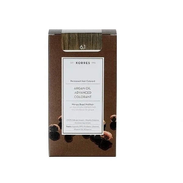 KORRES ARGAN OIL ADVANCED COLORANT ΒΑΦH ΜΑΛΛΙΩΝ 6.1 ΞΑΝΘΟ ΣΚΟΥΡΟ ΣΑΝΤΡΕ 50 ML