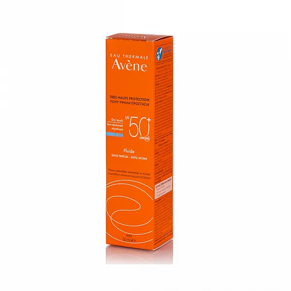 Avene Solaire Fluide SPF50+ Sans Parfum Αντηλιακή Λεπτόρρευστη Κρέμα Προσώπου Χωρίς Άρωμα, για Κανονικό προς Μικτό Δέρμα, 50ml