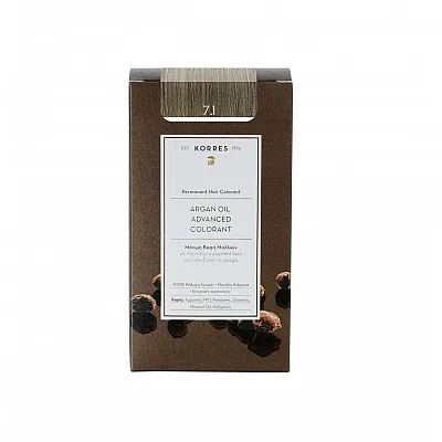 Korres Argan Oil 7.1 Μόνιμη Βαφή Ξανθό Σαντρέ 50ml