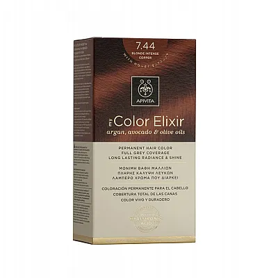 Apivita My Color Elixir Μόνιμη Βαφή Μαλλιών No 7.44 Ξανθό Έντονο Χάλκινο, 1 τεμάχιο