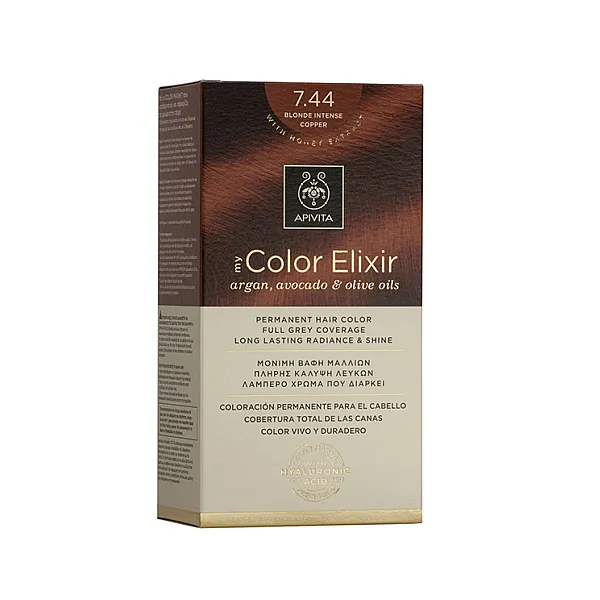 Apivita My Color Elixir Μόνιμη Βαφή Μαλλιών No 7.44 Ξανθό Έντονο Χάλκινο, 1 τεμάχιο