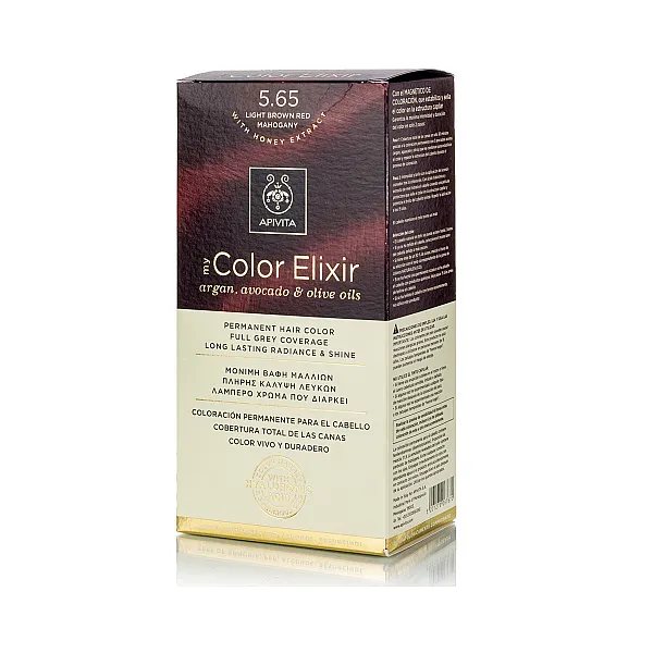 Apivita My Color Elixir Μόνιμη Βαφή Μαλλιών No 5.65 Καστανό Ανοιχτό Κόκκινο Μαονί, 1 τεμάχιο