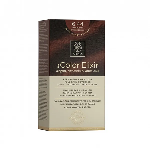 Apivita My Color Elixir Μόνιμη Βαφή Μαλλιών No 6.44 Ξανθό Σκούρο Έντονο Χάλκινο, 1 τεμάχιο
