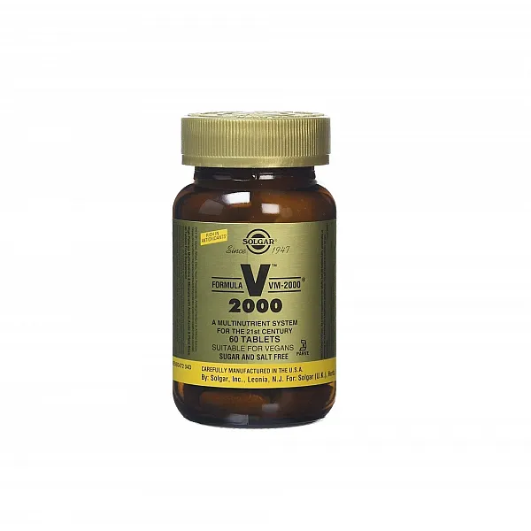 SOLGAR VM-2000™ Υψηλής Ισχύος Φόρμουλα Βιταμινών, Μετάλλων & Άλλων Θρεπτικών Στοιχείων 60tabs