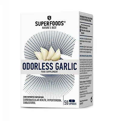 SuperFoods Άοσμο Σκόρδο Συμπλήρωμα Διατροφής για την καλή υγεία του Καρδιαγγειακού, 50 caps