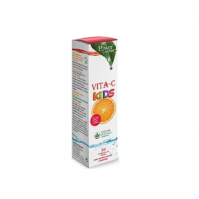 Power Health Vita-C Kids Συμπλήρωμα Διατροφής με Βιταμίνη C για Παιδιά με Γλυκαντικό Από το Φυτό Stevia 20 Αναβράζοντα Δισκία