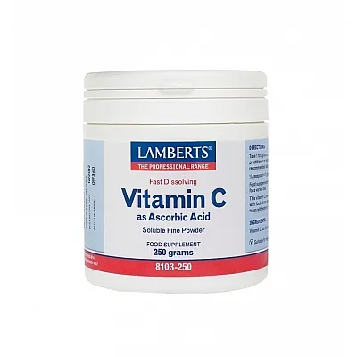 Lamberts Vitamin C as Ascorbic Acid Βιταμίνη ως Άσκορβικό Όξυ Σκόνη 250gr
