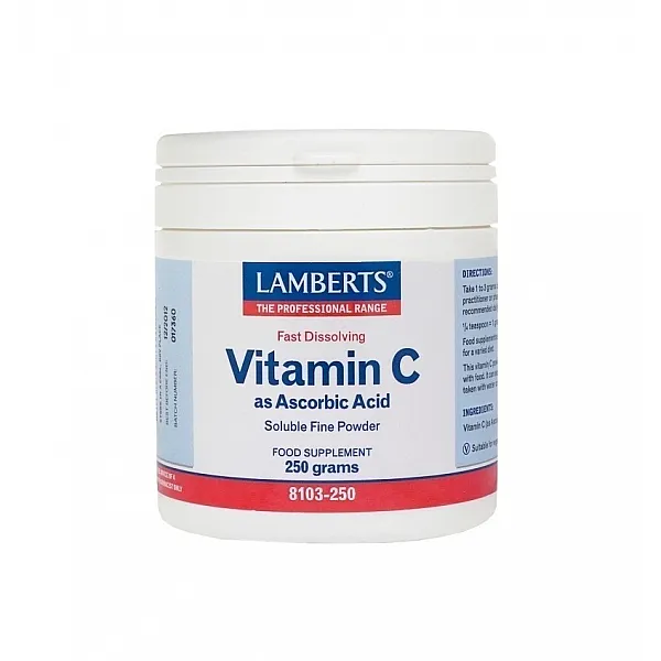 Lamberts Vitamin C as Ascorbic Acid Βιταμίνη ως Άσκορβικό Όξυ Σκόνη 250gr