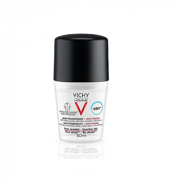 Vichy Homme, Αποσμητικό Κατά της Εφίδρωσης και των Λεκέδων 48h για Ευαίσθητη Επιδερμίδα 50ml