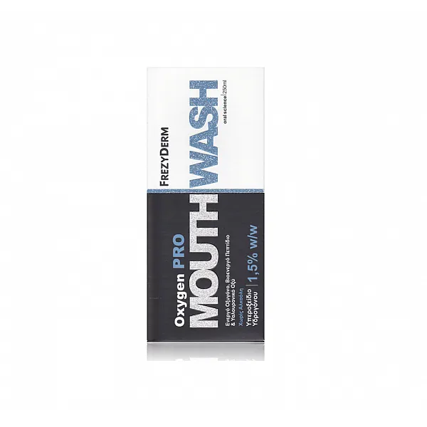 Frezyderm Mouthwash Oxygen Pro Στοματικό Διάλυμα Με Ενεργό Οξυγόνο, Βιονεργό Πεπτίδιο & Υαλουρονικό Οξύ, 250ml