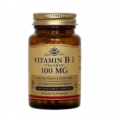 SOLGAR Vitamin B1 (Θειαμίνη) 100 mg Για Υγιές Νευρικό Σύστημα 100 veg.caps