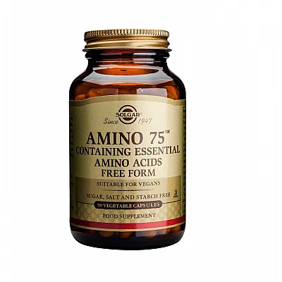 Solgar Amino 75 Συμπλήρωμα Διατροφής με Ποικιλία Βασικών Αμινοξέων του Μυϊκού Συστήματος, 90veg.caps