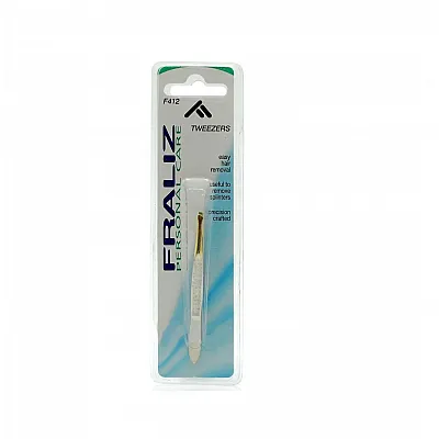 Fraliz Tweezers F412, Eyebrow Tweezer With Sloping Golden Nose, 1 piece