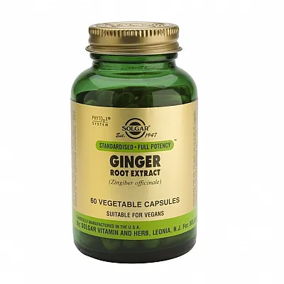 Solgar Ginger Root Extract (Πιπερόριζα) Ιδανικό για Περιπτώσεις Δυσπεψία, Ναυτίας, Τυμπανισμού & Διάρροιας, 60veg.caps