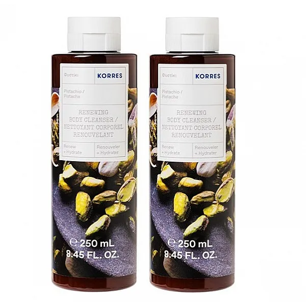 Korres 1+1 Δώρο Πακέτο Προσφοράς Renewing Body Cleanser Pistachio Αφρόλουτρο Gel Φυστίκι, 2x250ml