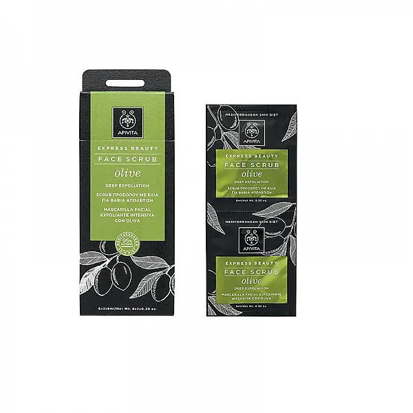 Apivita Olive Face Scrub Scrub Προσώπου με ελιά για Βαθιά Απολέπιση, 2 x 8ml