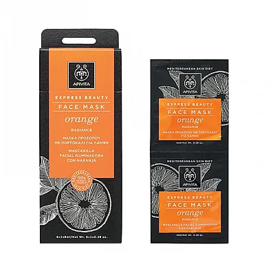 Apivita Orange Face Mask Μάσκα Προσώπου με πορτοκάλι για λάμψη, 2 x 8ml