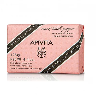 Apivita Natural Soap with Rose & Black Pepper, 125gr