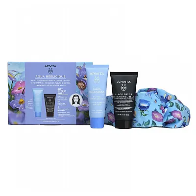 Apivita Set Aqua Beelicious Hydrating Gel - Cream Ελαφριάς Υφής 40ml + Δώρο Black Detox Cleansing Gel 50ml + Κορδέλα Μαλλιών 1τμχ