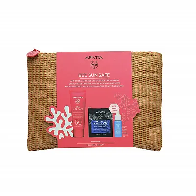 Apivita Πακέτο Προσφοράς Bee Sun Safe με Anti-Spot & Anti-Age Face Cream SPF50, 50ml & Aqua Beelicious Booster, 10ml & Express Beauty Face Mask Sea Lavender, 2x8ml
