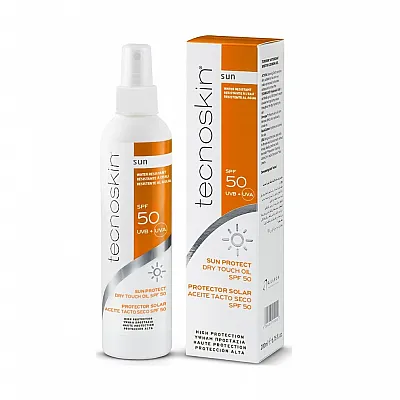 Tecnoskin Sun Protect, Αντηλιακό Ξηρό Λάδι Σώματος για Όλες τις Επιδερμίδες SPF50, Dry Touch Oil, 200m