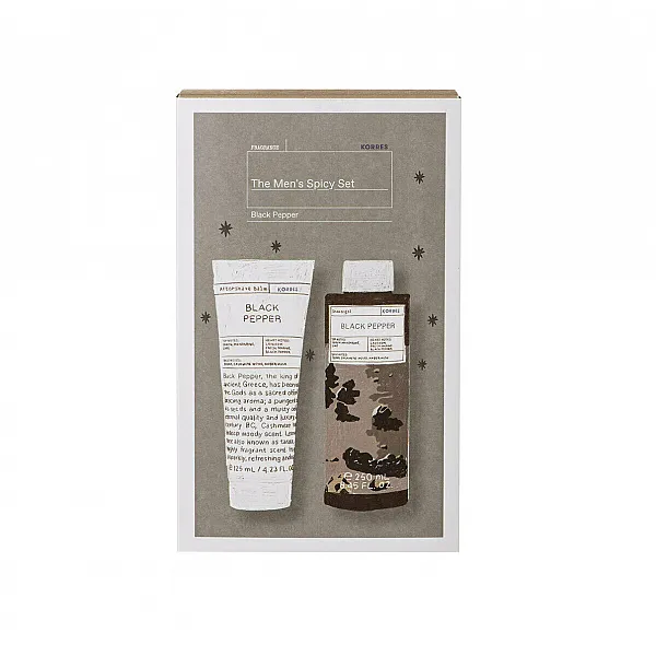 Korres Black Pepper Πακέτο προσφοράς Aφρόλουτρο, 250ml & Γαλάκτωμα για Μετά το Ξύρισμα, 125ml, 1σετ