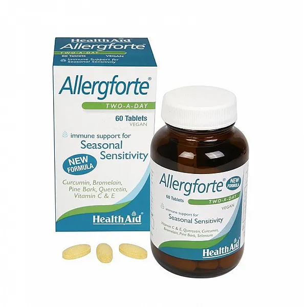 Health Aid Allergforte Two A Day Φυσικό Αντισταμινικό για τις Εποχιακές Αλλεργίες, 60tabs