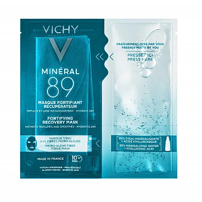 Vichy Mineral 89 Fortifying Instant Recovery Mask, Μάσκα Ενδυνάμωσης & Επανόρθωσης Με Ιαματικό Μεταλλικό Νερό & Υαλουρονικό Οξύ, 29g