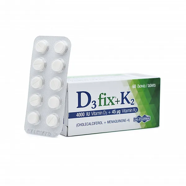 Uni-Pharma D3 Fix 4000iu + K2 45mg 60 κάψουλες