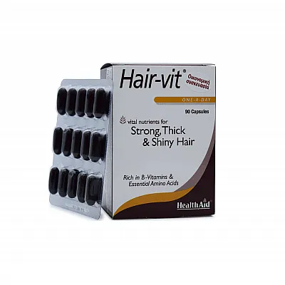 HEALTH AID, HAIR-VIT, ΓΙΑ ΔΥΝΑΤΑ,ΥΓΙΗ ΚΑΙ ΟΜΟΡΦΑ ΜΑΛΛΙΑ, 90 CAPSULES