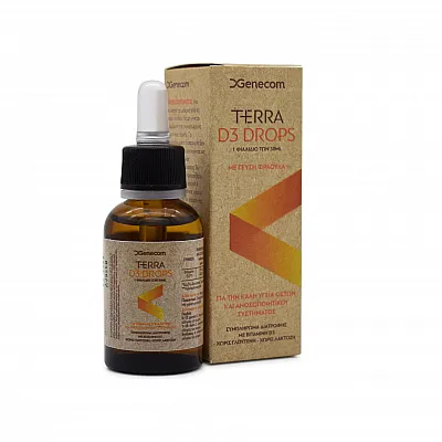 Genecom Terra D3 Oral Drops Συμπλήρωμα Διατροφής με Βιταμίνη D σε σταγόνες, με Γεύση Φράουλα, 30ml