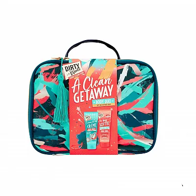 Dirty Works A Clean Getaway - Creme de la Creme Creamy Body Wash 200 ml & The Big Softie Body Butter 200 ml & Shower Puff
