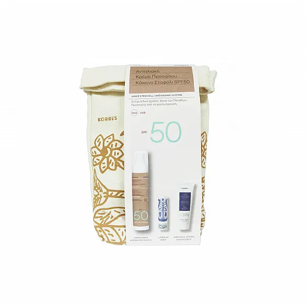 Korres Promo Αντηλιακή Κρέμα Προσώπου SPF50 50ml & Lip Balm Mint 4,5gr & Kρέμα Kαθαρισμού 20ml