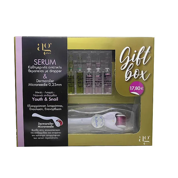 Ag Pharm Gift Box Youth Serum 2ml 3τμχ, Snail Serum 2ml 2τμχ & Derma Roller System 540 Needles DRS25 (0.25mm) 1τμχ