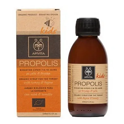 Apivita Propolis Kids Children's Organic Neck Syrup with Propolis, Honey & Thyme, 150ml