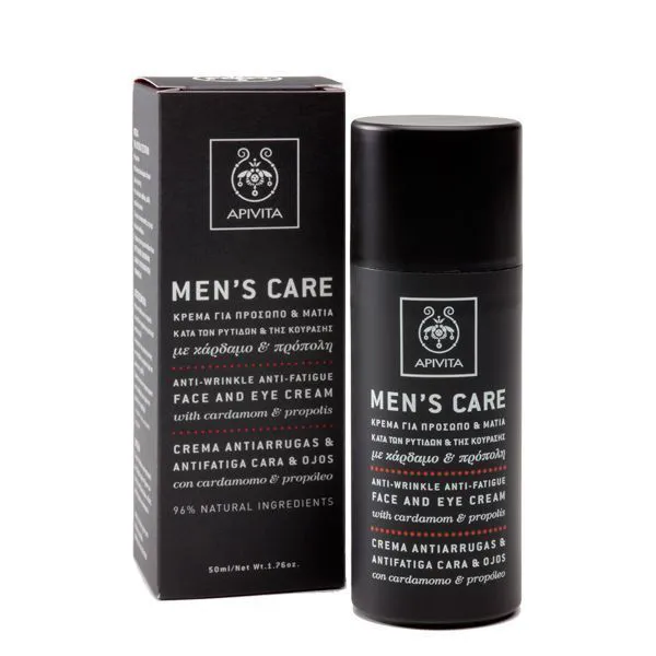 Apivita Men's Care Κρέμα για Πρόσωπο και Μάτια κατά των Ρυτίδων και της Κούρασης με Κάρδαμο και Προπόλη, 50ml