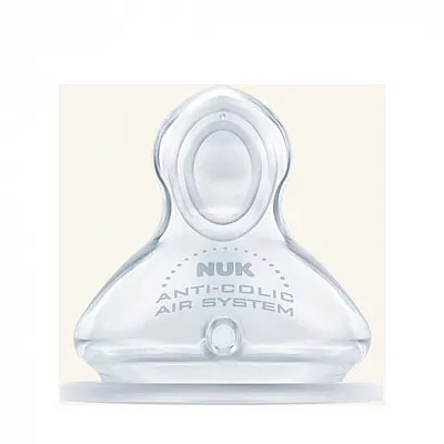 Nuk First Choice Plus Θηλή Σιλικόνης Μ (Μεσαία Οπή για Γάλα) με Βαλβίδα 0-6 Μηνών 1τμχ