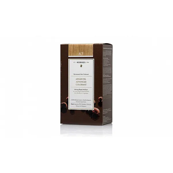 Korres Argan Oil Advanced Colorant 8.7 Ξανθό Καραμέλα Μόνιμη Βαφή Μαλλιών