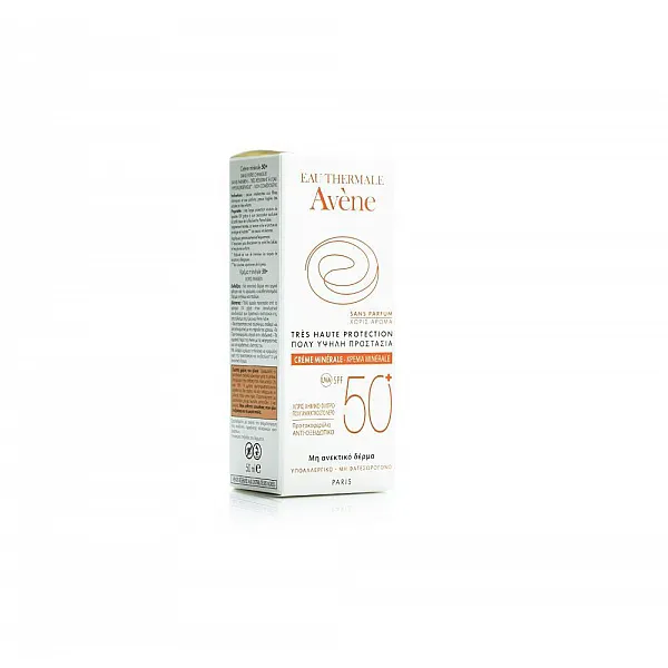 Avene Eau Thermale Creme Minerale SPF50+ Αντιηλιακή Κρέμα Προσώπου για το μη ανεκτικό & ευαισθητοποιημένο δέρμα, χωρίς Άρωμα, 50ml