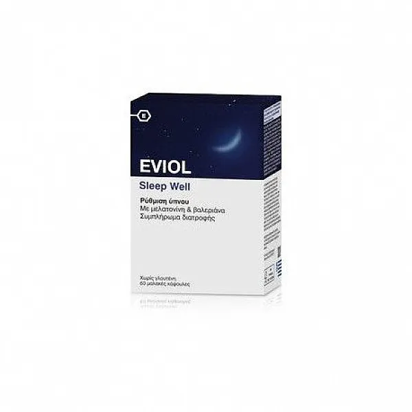 Eviol Sleep Well Φόρμουλα με βαλεριάνα & μελατονίνη για την αντιμετώπιση της Αϋπνίας, 60caps