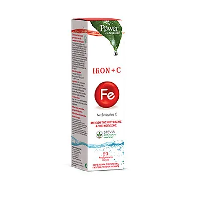 Power of Nature Iron + C Dietary Supplement with Iron & Vitamin C, 20eff.tabs