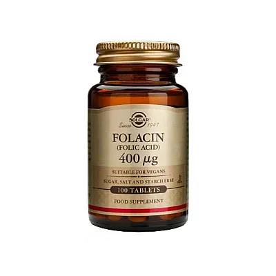 Solgar Folacin (Folic Acid) 400μg Συμπλήρωμα Διατροφής Φυλλικού Οξέος, 100tabs