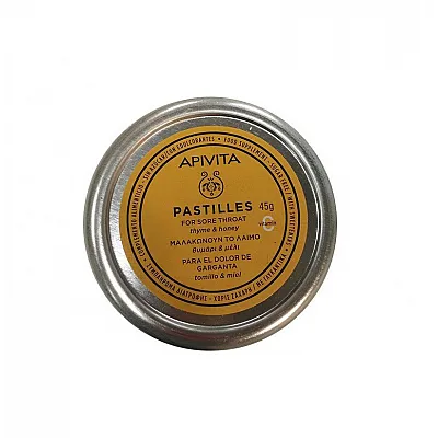 APIVITA Pastilles - Pastilles for Sore Throat with honey & thyme, 45gr