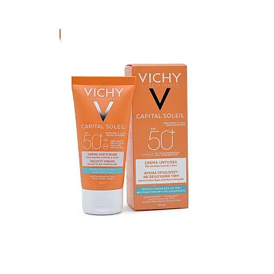 Vichy Ideal Soleil Αντηλιακή Κρέμα Προσώπου SPF50+ για Βελούδινη Επιδερμίδα, 50ml