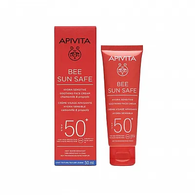 Apivita Bee Sun Safe Καταπραϋντική Κρέμα Προσώπου για Ευαίσθητες Επιδερμίδες SPF50+, 50ml